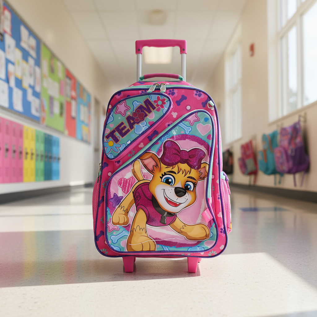 Mochila De Rodinha Patrulha Canina Skye Team Escolar Infantil