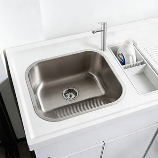 Cuba Inox Tanque de Lavanderia Profundo Anti Ruído Com Kit Completo 43x37 / 44x44 / 55x45 CM em Oferta na Shopee