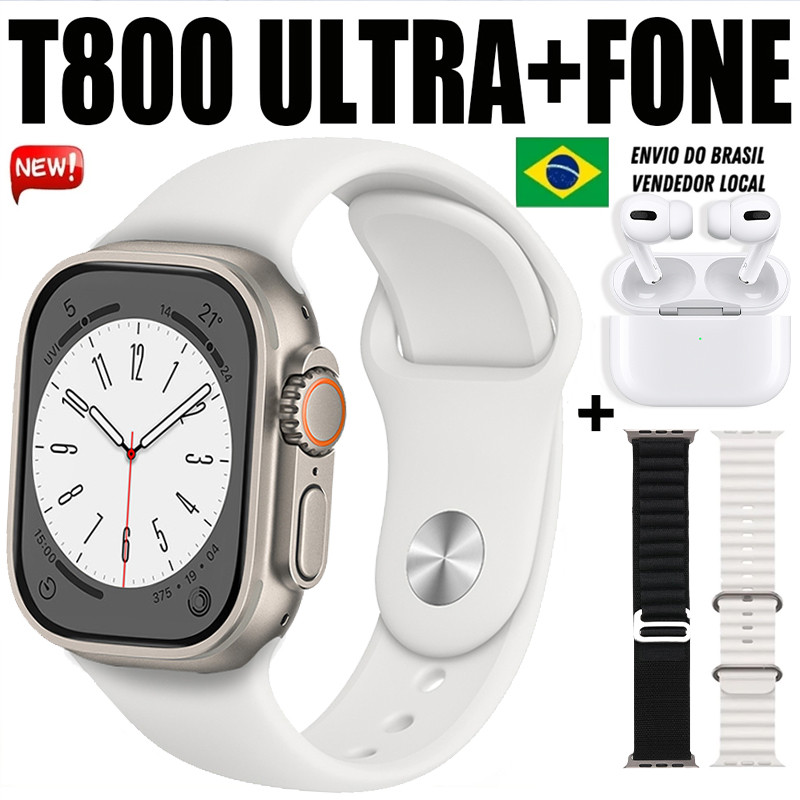 Relógio inteligente ultra série t800 ultra fone de ouvido conjunto calculadora freqüência cardíaca dois-em-um fone de ou