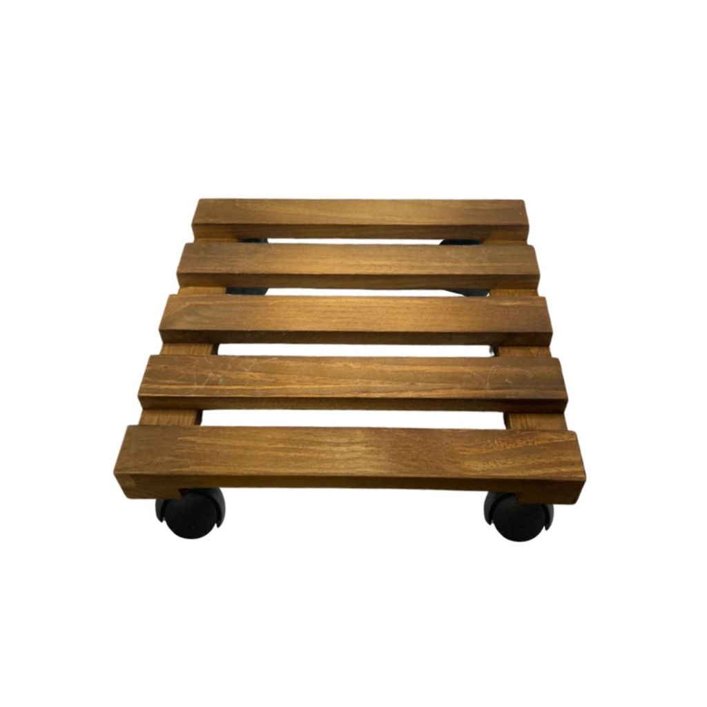 Suporte para Botijão de Gás com Rodízios de Madeira de Pinus Reforçado Camurça