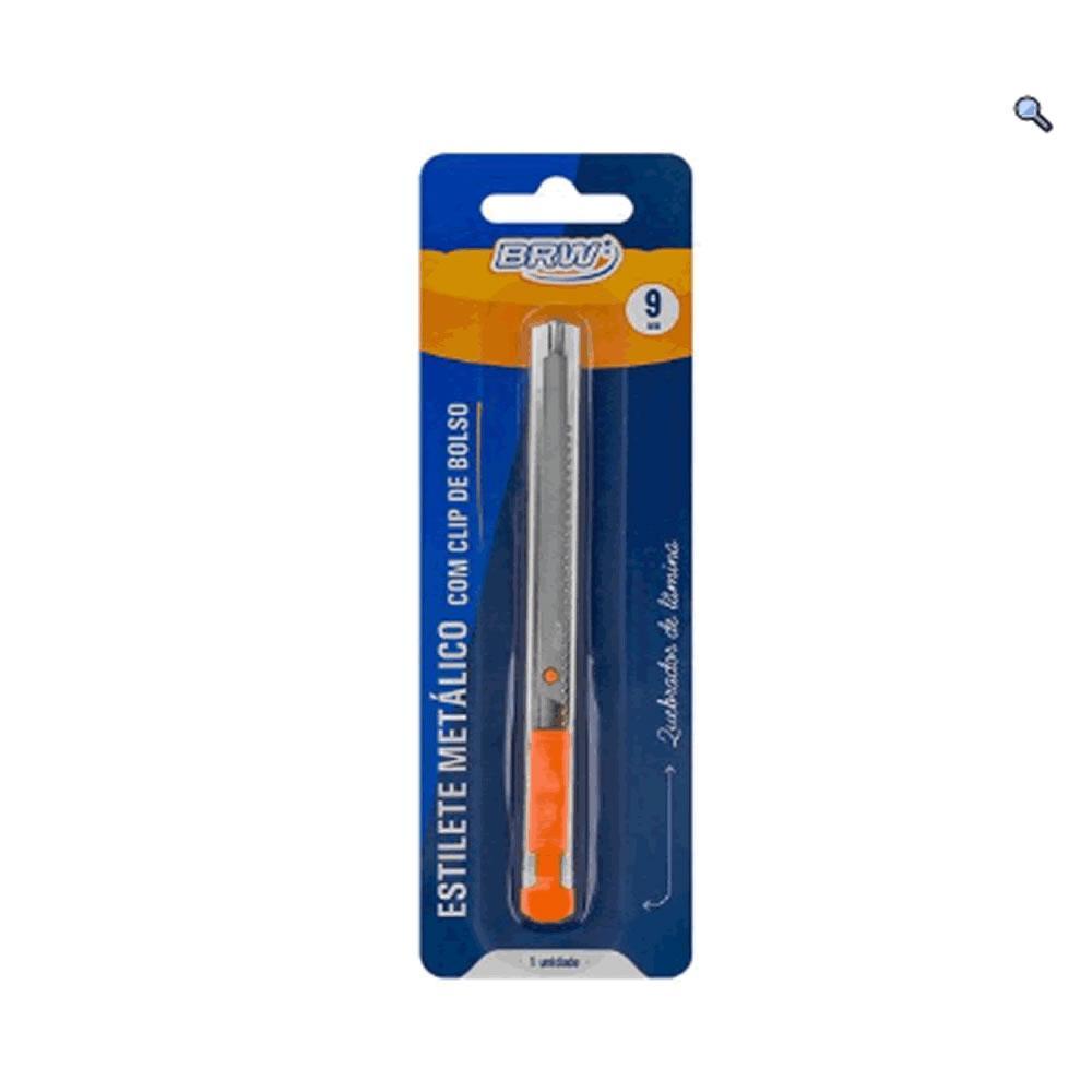 ESTILETE 9MM - METÁLICO C/ CLIP - BLISTER C/ 1UN - BRW - ES0902