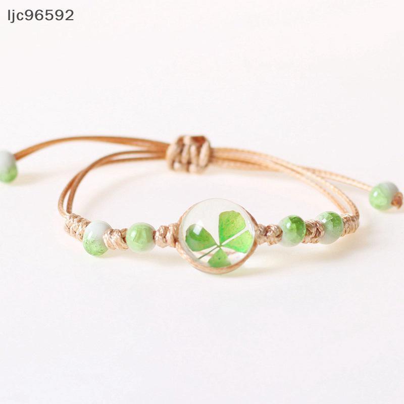 [ljc] Pulseira De Cerâmica Simples E Moderna Para Mulheres , Melhora O Charme Luy , Trevo De Quatro Folhas , Tecelagem ,