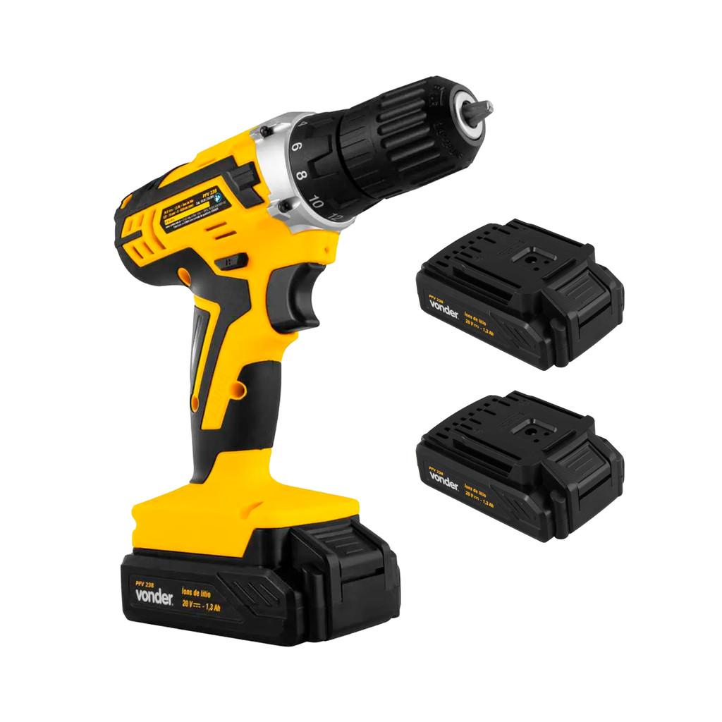 Parafusadeira Furadeira de Impacto Vonder PFV238I 20V 2 Baterias