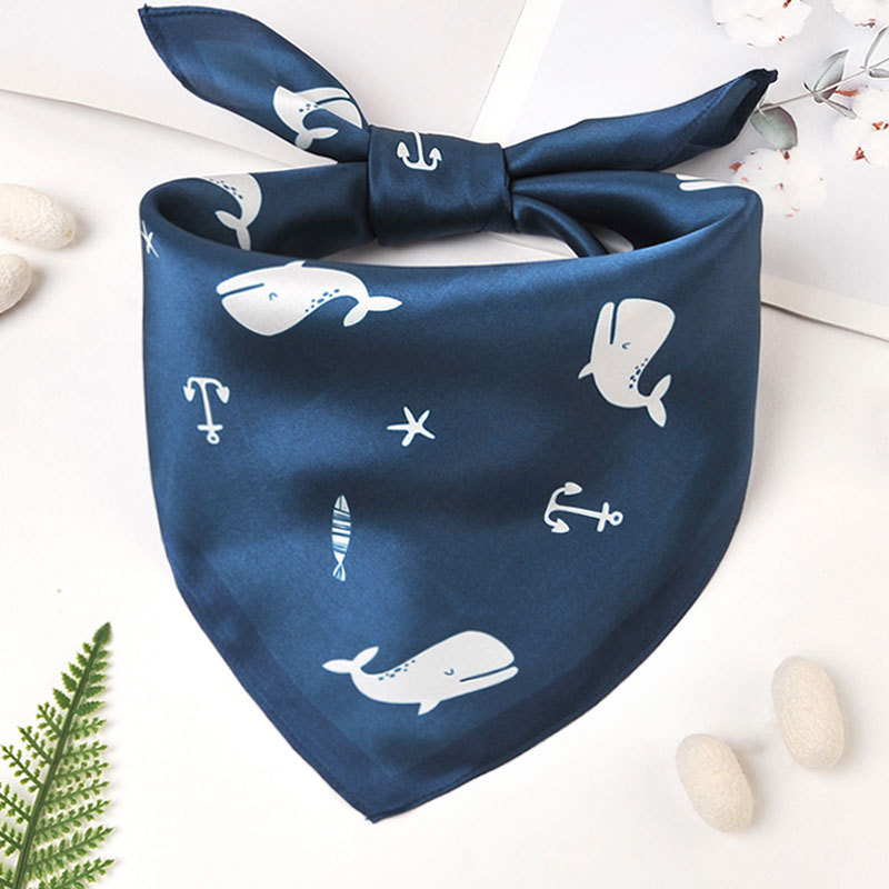 Crianças baleia seda pequeno lenço quadrado bebê amoreira lenço de seda menino primavera outono cachecol bebê menina ver