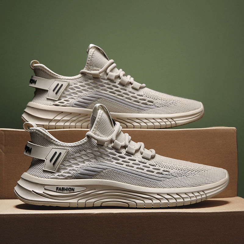 Tênis esportivos respiráveis de malha, tênis casuais leves, tênis masculinos modernos de estilo coreano, tênis versáteis