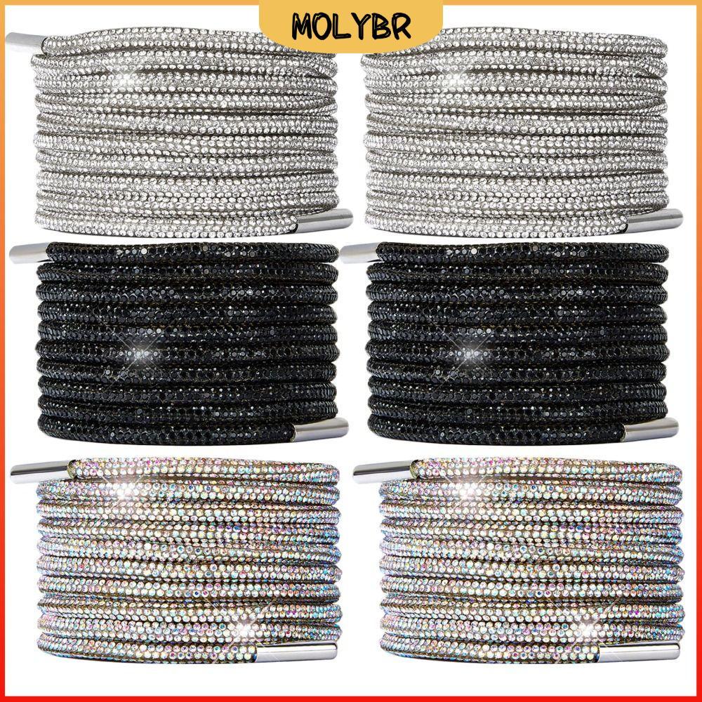 Cordas De Sapato MOLYBR Para Tênis , Cadarços De Corda Redonda De 47'/ 5 Com Glitter E Strass