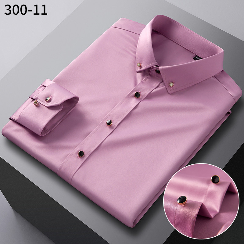Rosa primavera outono novo produto camisa masculina de manga comprida camisa branca negócios fino-ajuste Workwear camisa