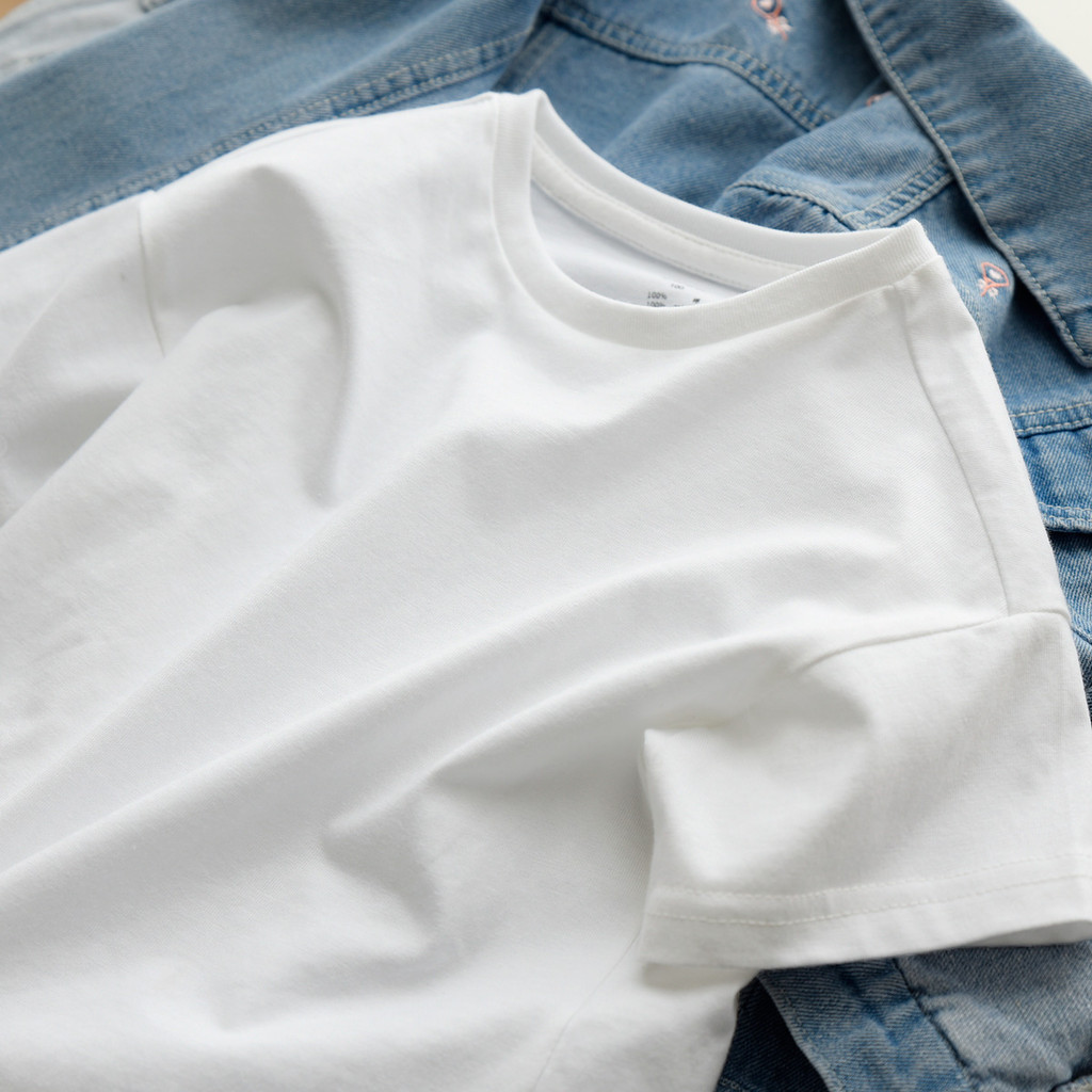 Crianças crianças puro algodão branco camiseta meninos meninas cor sólida manga curta topo em torno do pescoço meia mang