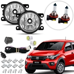 Kit farol de Milha Neblina Auxiliar Fiat Mobi 2016 17 18 19 20 21 22