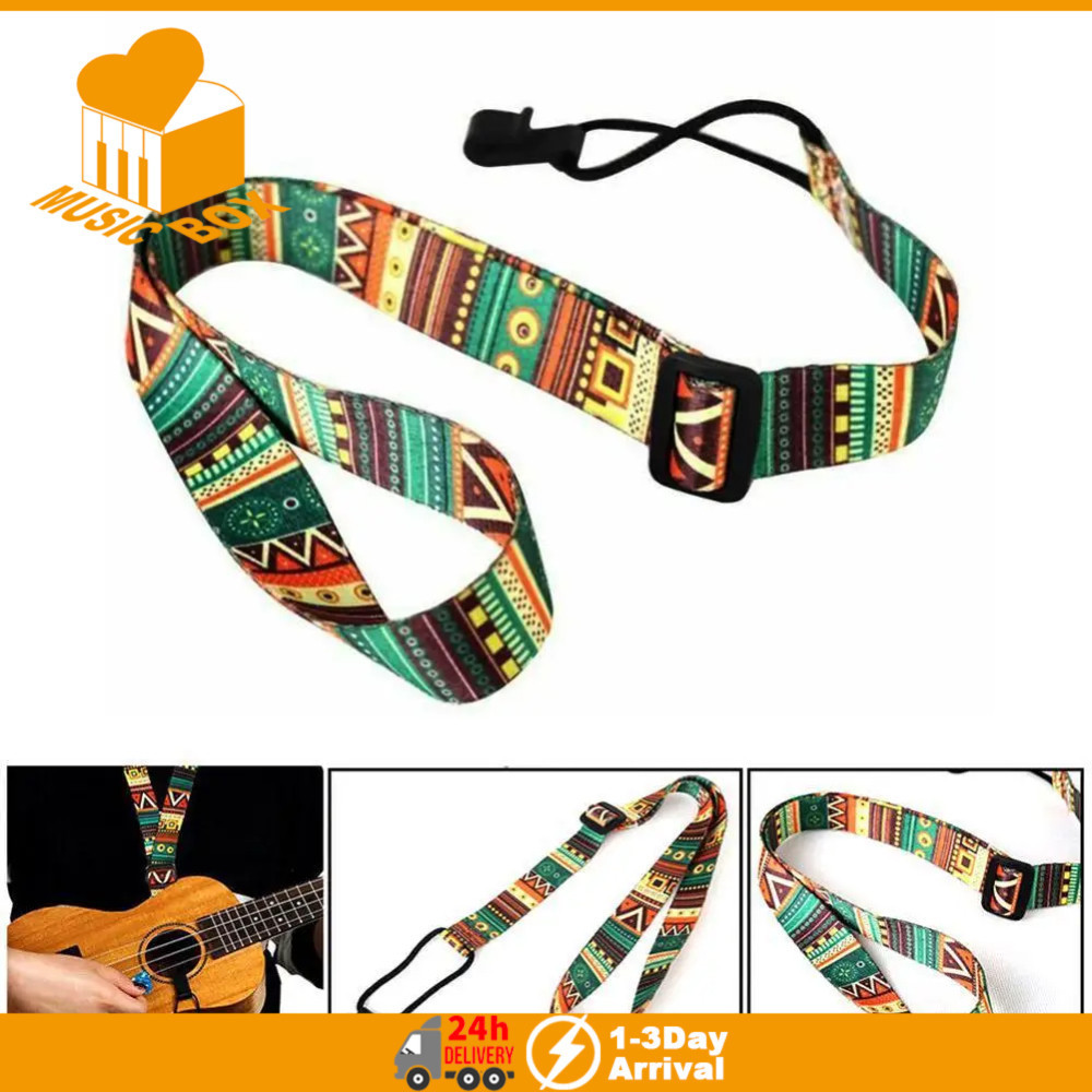 Correia de Ukulele Estilo Étnico Ajustável com Clipe, Cinta para Violão Havaiano, Acessórios para Instrumentos Musicais