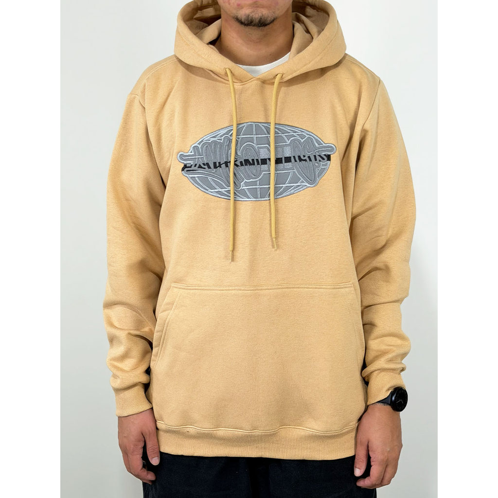 Blusa Moletom Canguru Chronic Tag Change World Refletivo - Bege