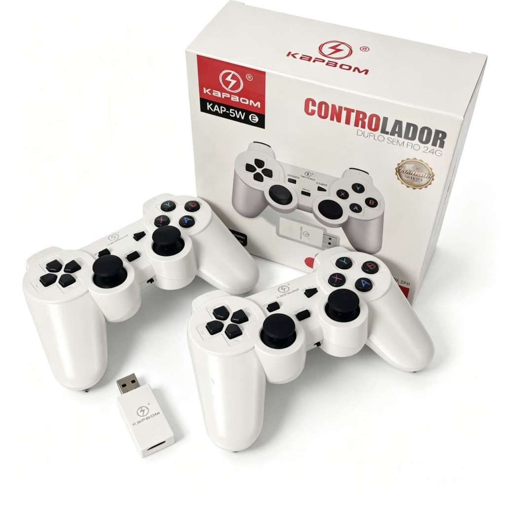 Controle Sem FIO 2.4G com Receptor USB Kit Duplo Para PC/TV Plug and Play Controle de Jogo Clássico
