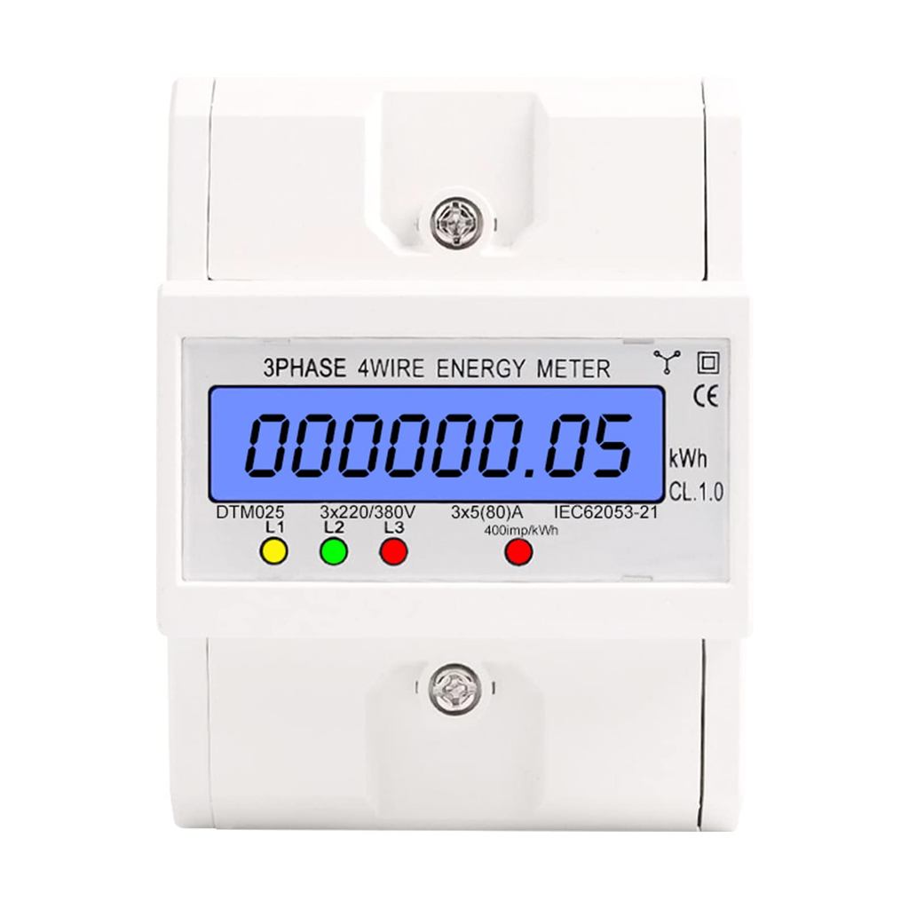 Medidor de Energia Trifásico XTM024 220/380V 5(80)A Digital Trilho DIN 4 Fios com Display LCD de Alta Precisão