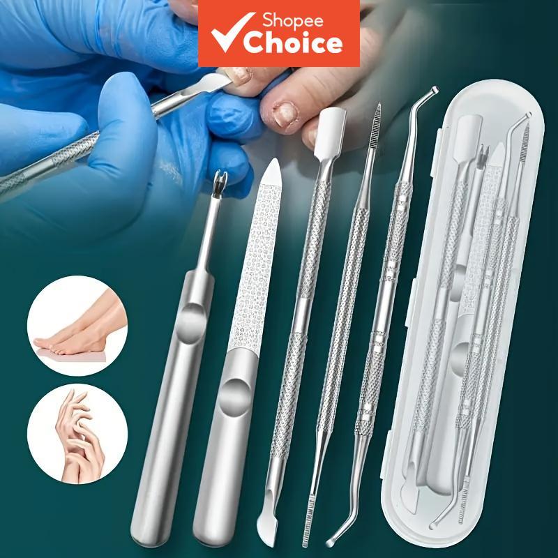 Conjunto Profissional de Ferramentas para Reparo de Pés, Lima de Unhas Dupla Face em Aço Inoxidável, Conjunto Corretor