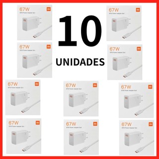 Atacado Kit 3/5/10 Carregador Xiaomi 67W Turbo Power Cabo Tipo-C recarrega rapido