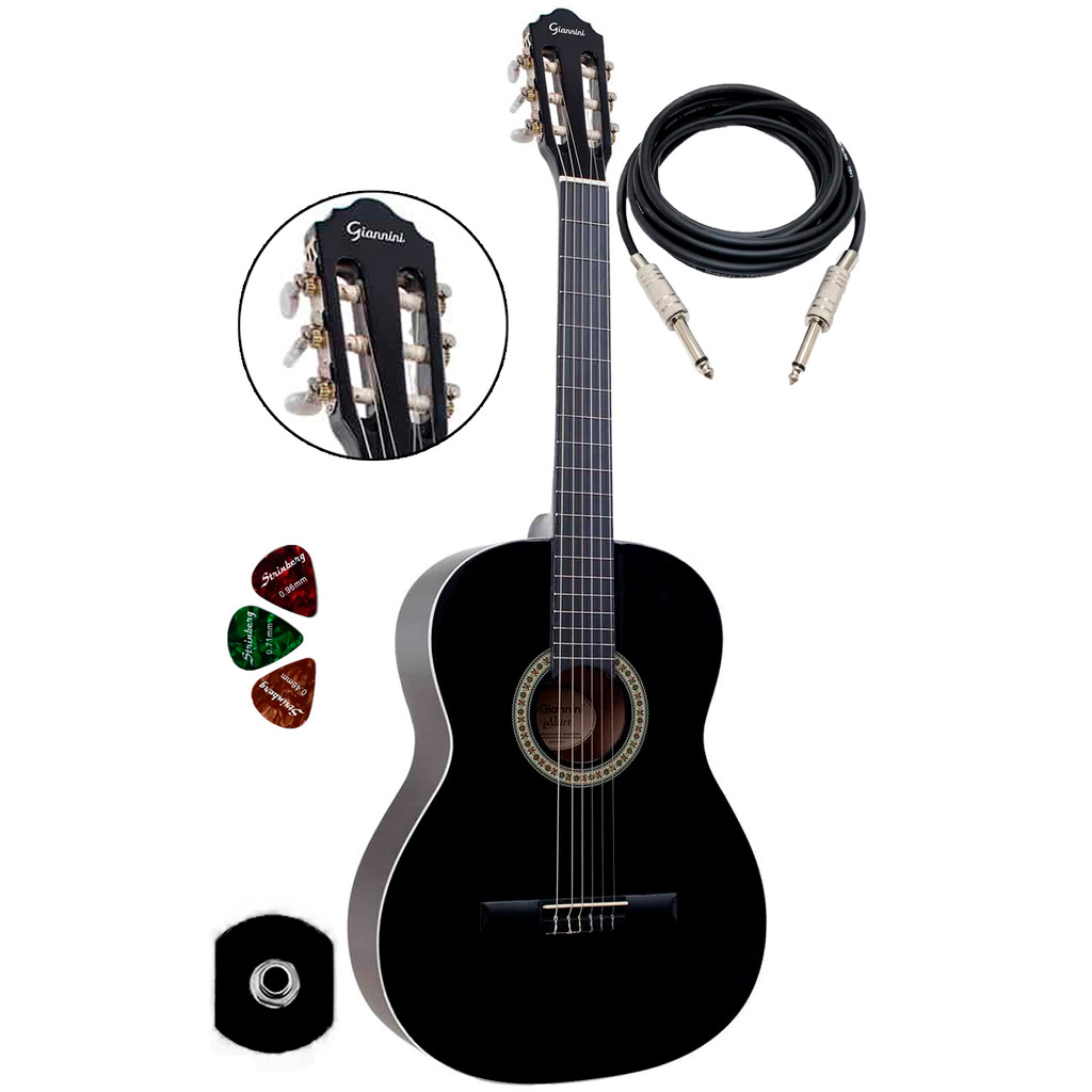 Violão Elétrico Giannini Nylon Clássico Start Estudo N-14 Bk em Oferta na Shopee