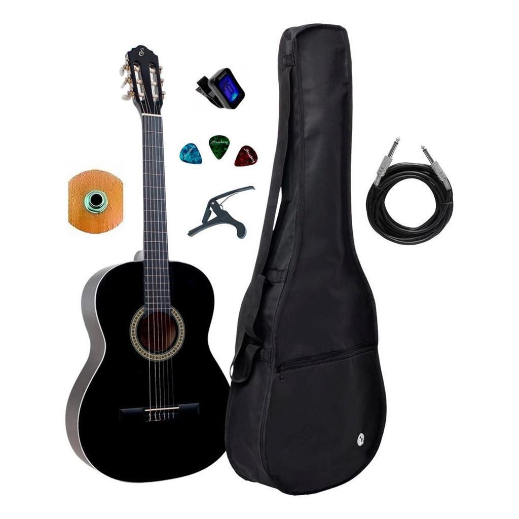 Violão Elétrico Giannini Nylon Clássico N-14 Bk Kit Completo em Oferta na Shopee