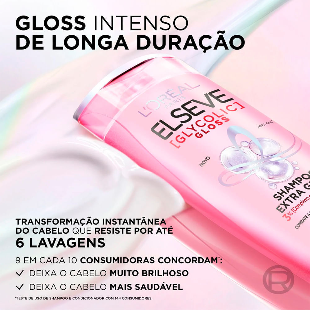 Detalhes do Kit Shampoo Elseve Glycolic Gloss 400ml + Condicionador  Elseve Glycolic Gloss 400ml