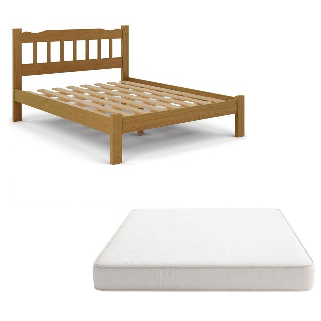Cama Queen Madeira Maciça Reforçada com Colchão