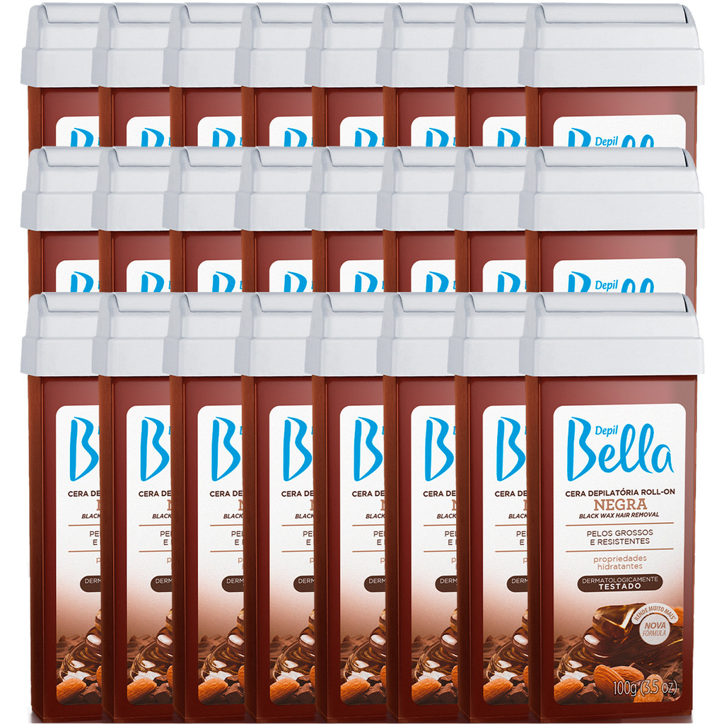24 Cera Depilatória Refil Roll-On Negra Depil Bella 100g