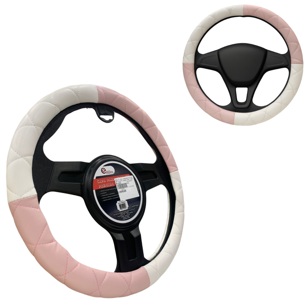 Capa de Couro Feminina de Volante 38cm Branco e Rosa em Oferta na Shopee