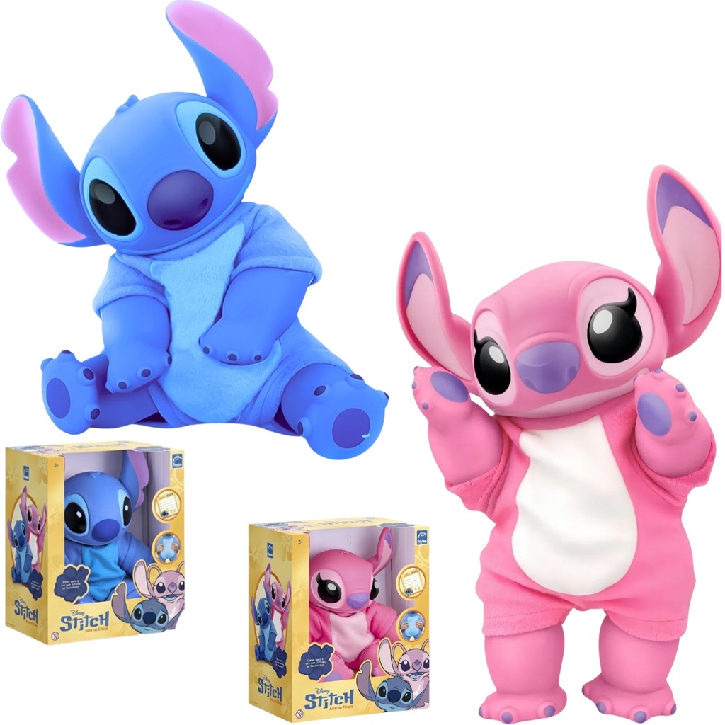 Boneco Angel Stitch Coleção Amor de Filhote Vinil Disney Brinquedo Infantil - Roma em Oferta na Shopee