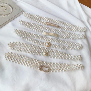 [CU] Grande Corrente De Cintura De Pérola Cinto Elástico Feminino Com Decoração De Diamante Saia Combinada Moda Casual D