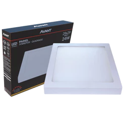 Painel LED Sobrepor Quadrado Avant 24W 3000K Amarelo Bivolt 1680lm Luz Quente