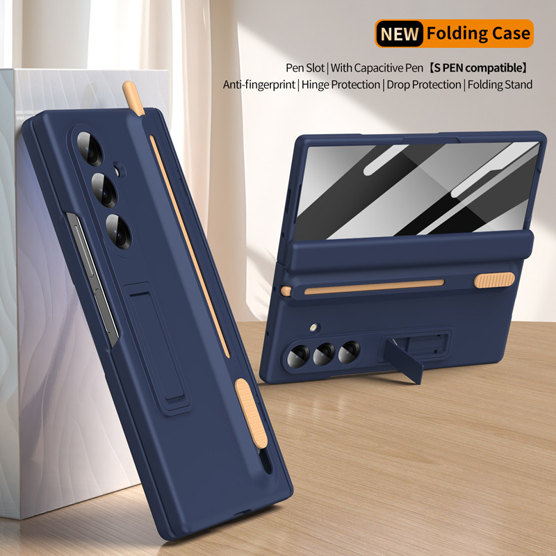 Para Samsung Galaxy Z Fold 7 6 5 4 Caso Duro PC Dobrável Kickstand Capa Com Cane