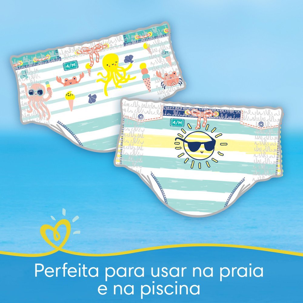 Detalhes do Fralda Pampers Splashers Baby Shark Tamanho M/G com 11 Fraldas Descartáveis