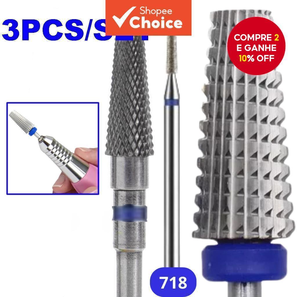  Kit de 3 peças/conjunto: Brocas de Tungstênio Profissionais para Removedor de Esmalte em Gel, para Ferramentas de