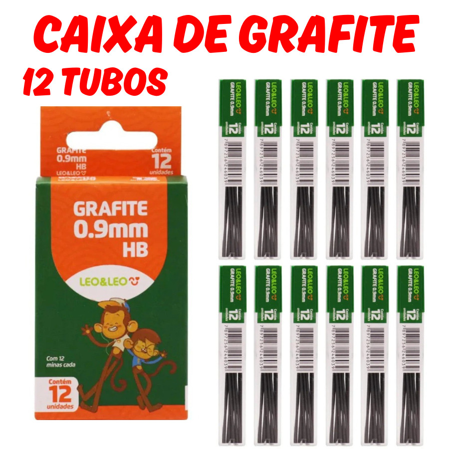 Grafite HB Para Ponta Com 12 Tubos Lapiseira Escrita Grafites Escolar Arte Escritório Papelaria Leo&Leo