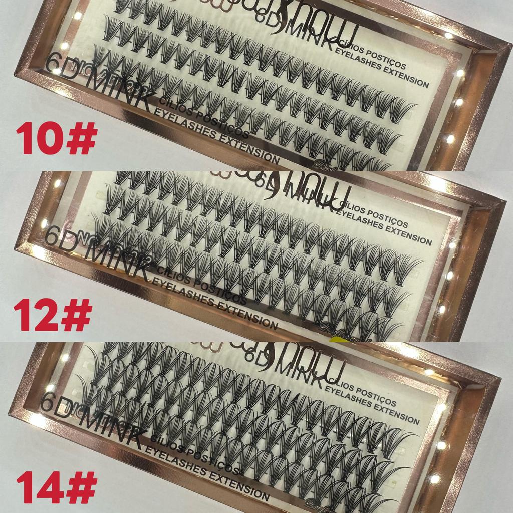 1/3 Caixas Cílios Postiços Tufos 6D MINK 20P-0.10-D-8/10/12/14 mm new show 20 P-pelos curvatura D Pronto Entrega