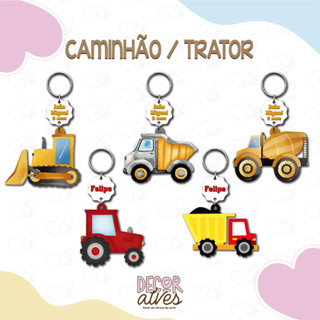 Caminhão e Trator - Chaveiro Personalizado MDF brilhoso Lembrancinha infantil em Oferta na Shopee