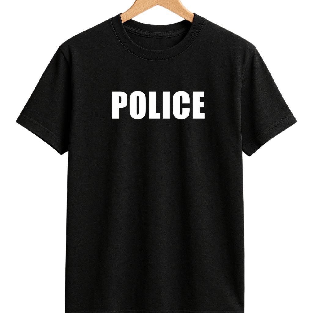 Camiseta Masculina 100% Algodão Police Carnaval Curtição Balada Caminhada Academia Festa Passeio