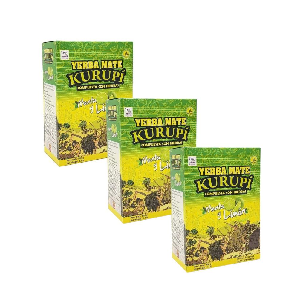 Kit 3 Erva Mate Kurupi Para Tereré Menta e Limão