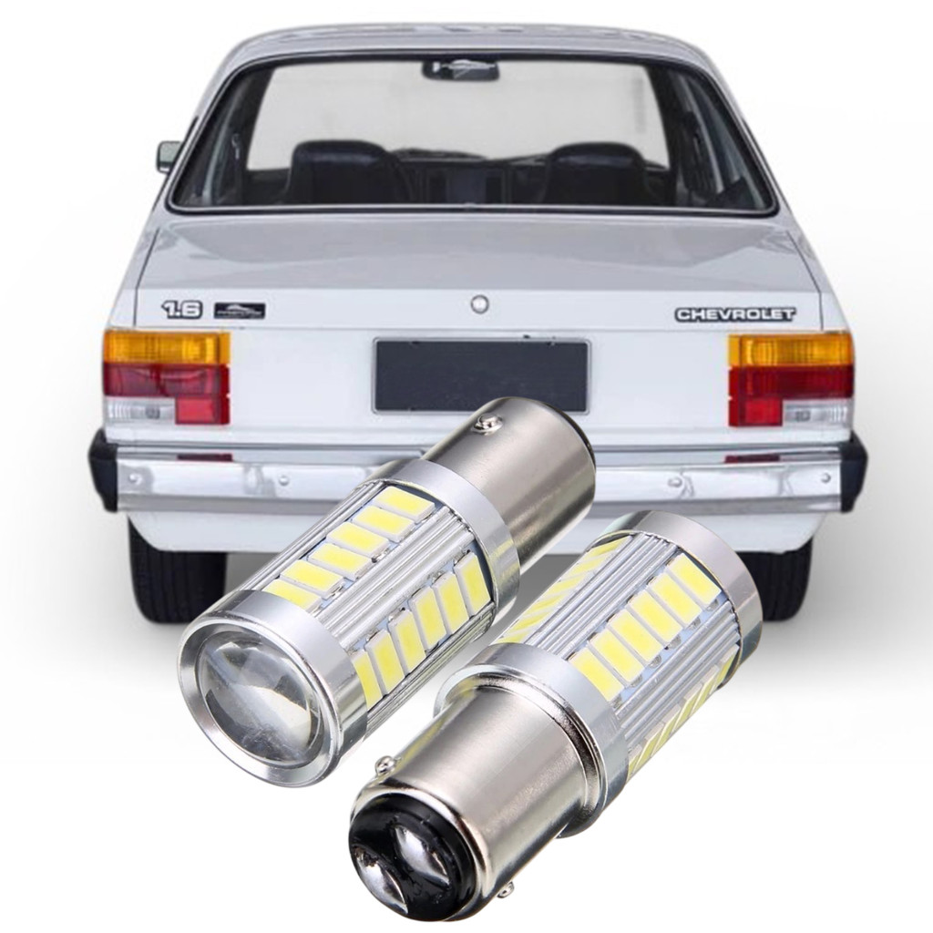 Kit Lampadas Ultra LED Premium Luz de Freio Chevrolet Chevette 2 Polos 33 Leds P21/5W
