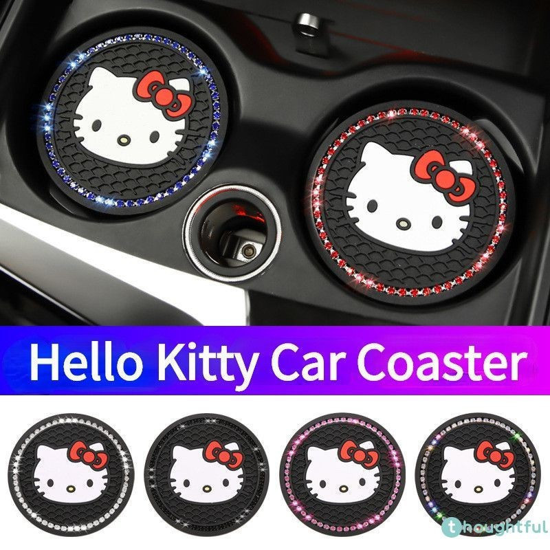 Porta-copos à Prova D'água Para Carro, 2 Peças, Hello Kitty, Multifuncional, Isolado, Durável, Interior, Fofo, Antid