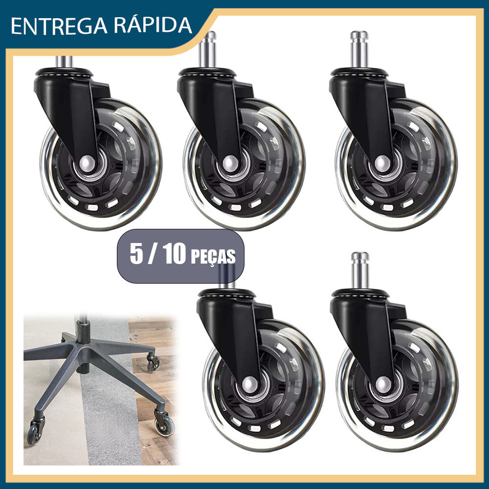 5/10 Rodinha para cadeira de escritório rodinha giratória silenciosa para cadeira de computador para todos os tipos piso