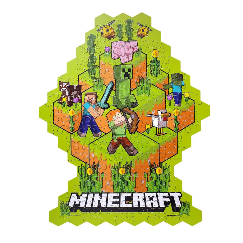 Quebra-Cabeça Minecraft com Formato 98 Peças Caixa Leo&Leo Leonora - 10649