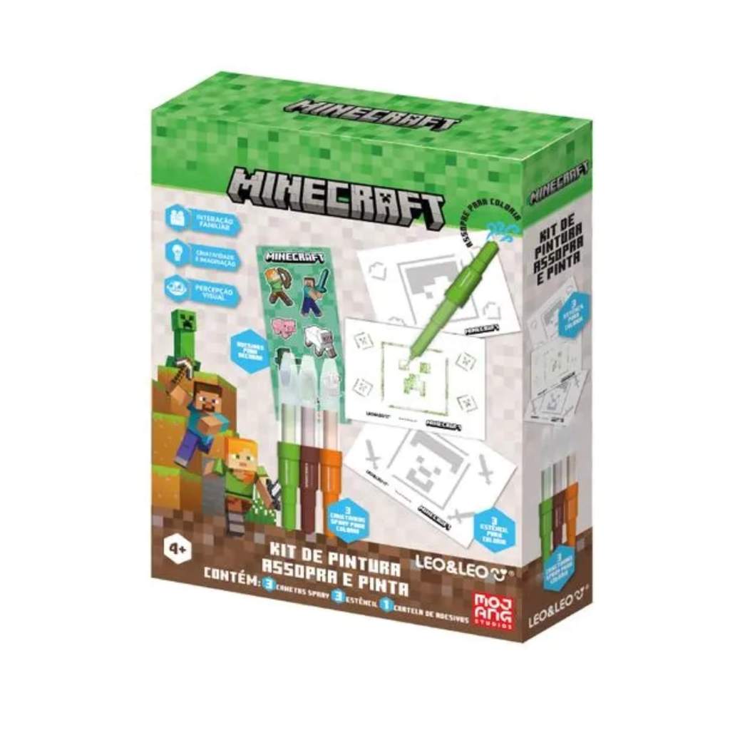 Kit de Pintura Assopra e Pinta Minecraft Leo&Leo Leonora - 10652