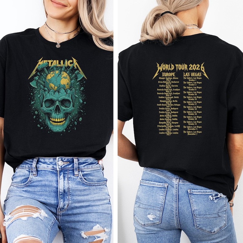 2026 Camiseta Masculino Feminino Oversized Algodão Streetwear Metallica-inspired Upcoming Tour Heavy Metal Style
