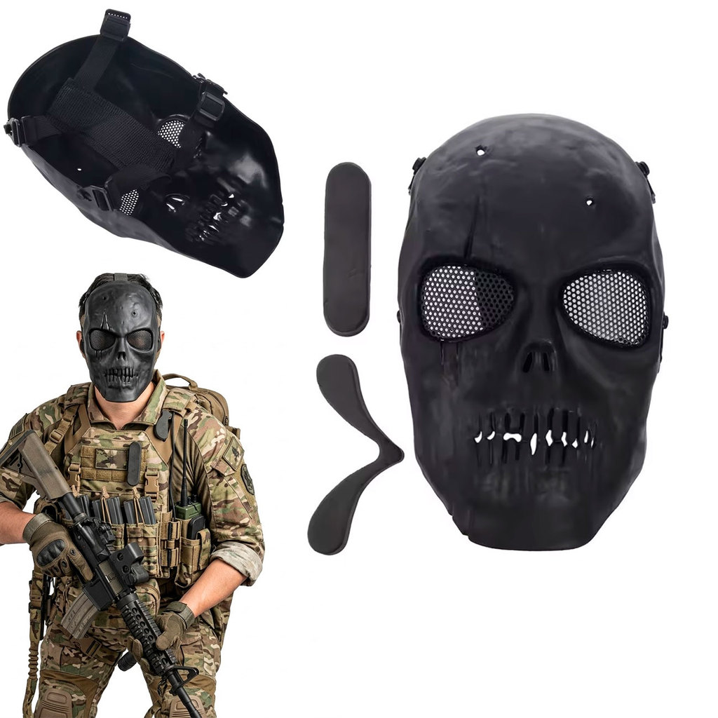 Mascara Caveira Black Skull Airsoft Paintball Cosplay Tatic