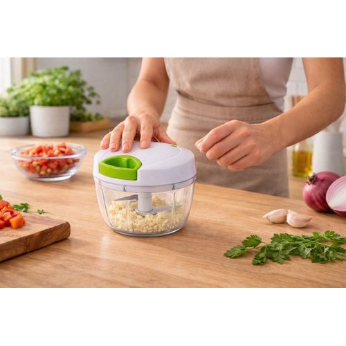 Processador Manual Alimentos 500ml Lâminas Inoxidáveis Prático Compacto