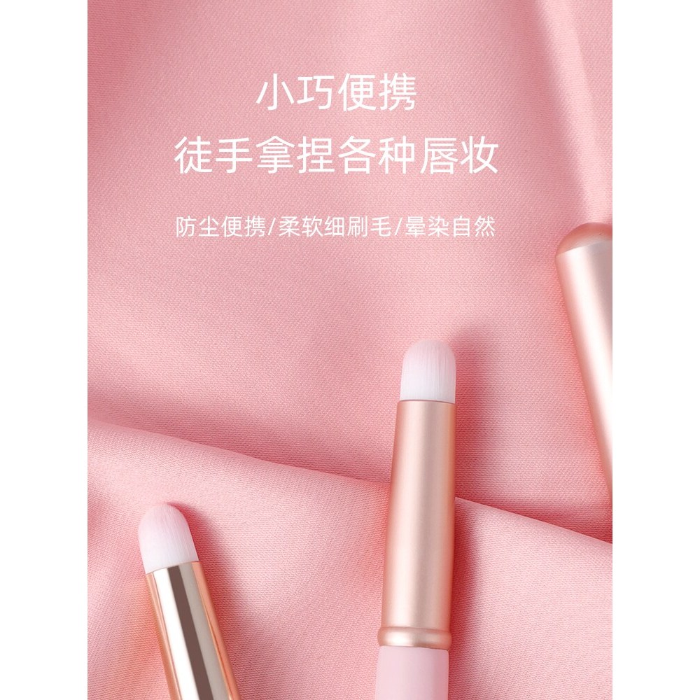Pincel labial com tampa, Mini pincel portátil para maquiagem, dedicado, multifuncional, corretivo, batom, cabeça redonda