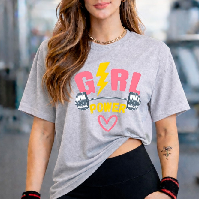 Camisetão T-shirt Oversized 100% Algodão Feminina Respirável Gym Treino Academia Fitness Musculação Girl Power