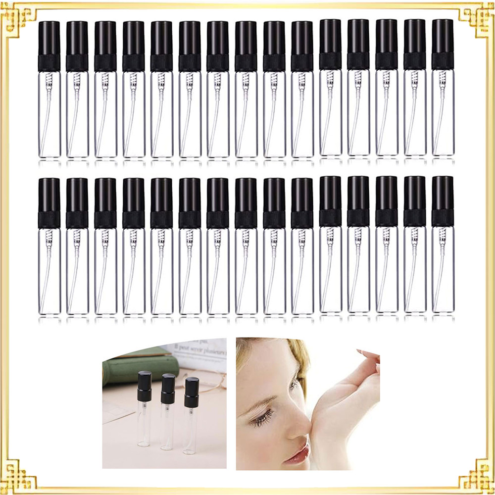 30 Perfume portátil Sub-engarrafamento 5ml Material de vidro plástico bico plástico preto