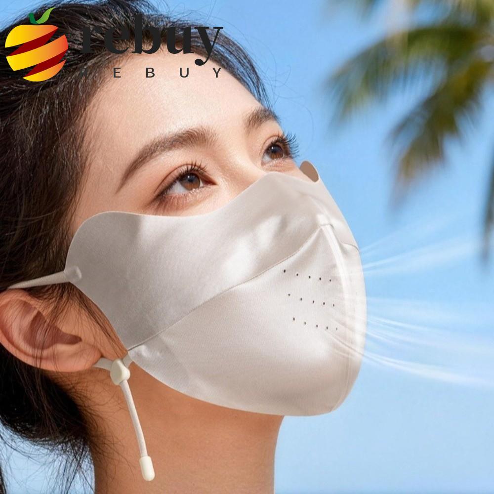 REBUY1 Máscara De Seda , Protetora Solar Fina Respirável , Guarda-Sol , Cor Sólida , Proteção UV , Capa Facial Esportiva