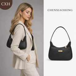 CHENXIAOHONG Women's shoulder bag/underarm accessory with lychee pattern, solid color, simple design.