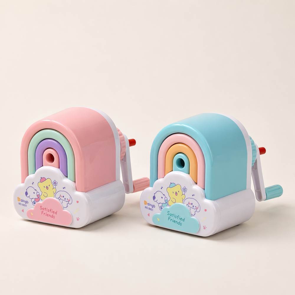 Apontador Manual Arco Íris Infantil com Manivela e Coletor
